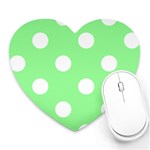 Polka Dots - White on Light Green Heart Mousepad