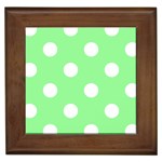 Polka Dots - White on Light Green Framed Tile