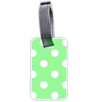 Polka Dots - White on Light Green Luggage Tag (Two Sides)