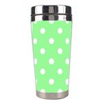 Polka Dots - White on Light Green Stainless Steel Travel Tumbler