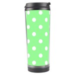 Polka Dots - White on Light Green Travel Tumbler