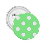 Polka Dots - White on Light Green 2.25  Button