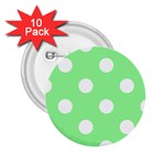Polka Dots - White on Light Green 2.25  Button (10 pack)