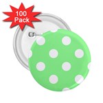 Polka Dots - White on Light Green 2.25  Button (100 pack)