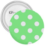 Polka Dots - White on Light Green 3  Button