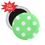 Polka Dots - White on Light Green 2.25  Magnet (100 pack)