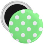 Polka Dots - White on Light Green 3  Magnet