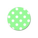 Polka Dots - White on Light Green Magnet 3  (Round)