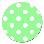 Polka Dots - White on Light Green Magnet 5  (Round)