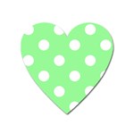 Polka Dots - White on Light Green Magnet (Heart)