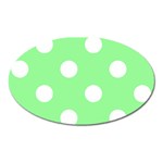 Polka Dots - White on Light Green Magnet (Oval)