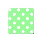 Polka Dots - White on Light Green Magnet (Square)