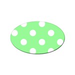 Polka Dots - White on Light Green Sticker Oval (100 pack)