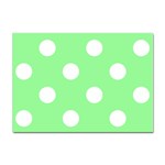 Polka Dots - White on Light Green Sticker A4 (10 pack)