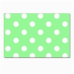 Polka Dots - White on Light Green Postcard 4  x 6 