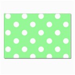 Polka Dots - White on Light Green Postcards 5  x 7  (Pkg of 10)
