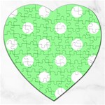 Polka Dots - White on Light Green Jigsaw Puzzle (Heart)