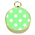 Polka Dots - White on Light Green Gold Compass