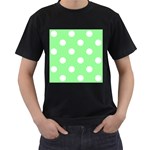 Polka Dots - White on Light Green Men s T-Shirt (Black)