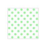Polka Dots - Light Green on White Satin Bandana Scarf