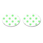 Polka Dots - Light Green on White Cufflinks (Oval)
