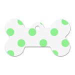 Polka Dots - Light Green on White Dog Tag Bone (Two Sides)