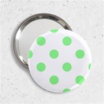 Polka Dots - Light Green on White 2.25  Handbag Mirror
