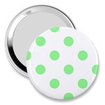 Polka Dots - Light Green on White 3  Handbag Mirror