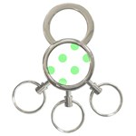 Polka Dots - Light Green on White 3-Ring Key Chain