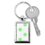 Polka Dots - Light Green on White Key Chain (Rectangle)
