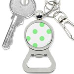 Polka Dots - Light Green on White Bottle Opener Key Chain