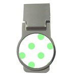 Polka Dots - Light Green on White Money Clip (Round)