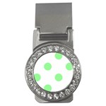 Polka Dots - Light Green on White Money Clip (CZ)