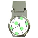 Polka Dots - Light Green on White Money Clip Watch