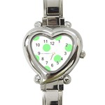 Polka Dots - Light Green on White Heart Italian Charm Watch