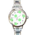 Polka Dots - Light Green on White Round Italian Charm Watch