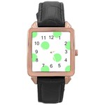Polka Dots - Light Green on White Rose Gold Leather Watch
