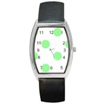 Polka Dots - Light Green on White Barrel Style Metal Watch