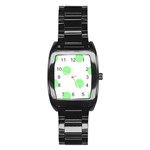 Polka Dots - Light Green on White Stainless Steel Barrel Watch