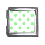 Polka Dots - Light Green on White Mega Link Italian Charm (18mm)