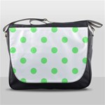 Polka Dots - Light Green on White Messenger Bag