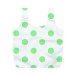 Polka Dots - Light Green on White Full Print Recycle Bag (M)