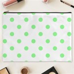 Polka Dots - Light Green on White Cosmetic Bag (XXXL)