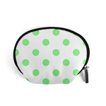 Polka Dots - Light Green on White Accessory Pouch (Small)