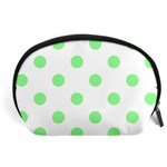 Polka Dots - Light Green on White Accessory Pouch (Large)