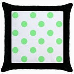 Polka Dots - Light Green on White Throw Pillow Case (Black)