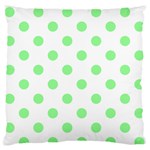 Polka Dots - Light Green on White Large Flano Cushion Case (Two Sides)