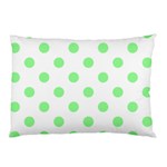 Polka Dots - Light Green on White Pillow Case (One Side)
