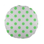Polka Dots - Light Green on White Standard 15  Premium Round Cushion