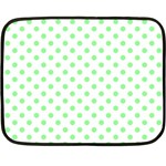 Polka Dots - Light Green on White Double Sided Fleece Blanket (Mini)